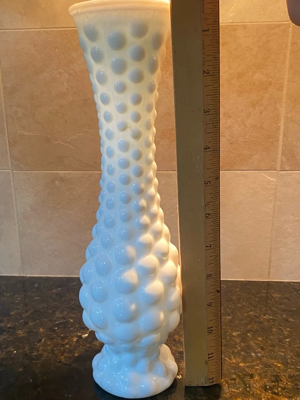Vintage White Milk glass Textured Hobnail Glass Vase - Classic Home Accent